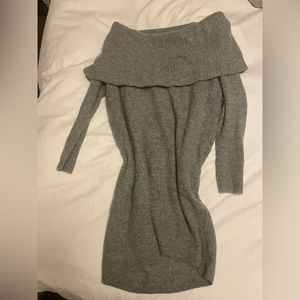 Grey, wool, off shoulder sweater dress, size small